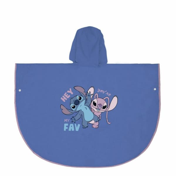 Vattentät Poncho med Huva Stitch Blå - 3-4 år