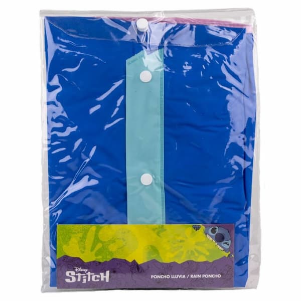 Vattentät Poncho med Huva Stitch Blå - 3-4 år