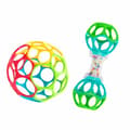 Miniatyrbild 2 av 4: BRIGHT STARS O'Ball Baby Presentset med 2 babyleksaker: en skallra och en klassisk O-boll i rött, gult, blått och grönt