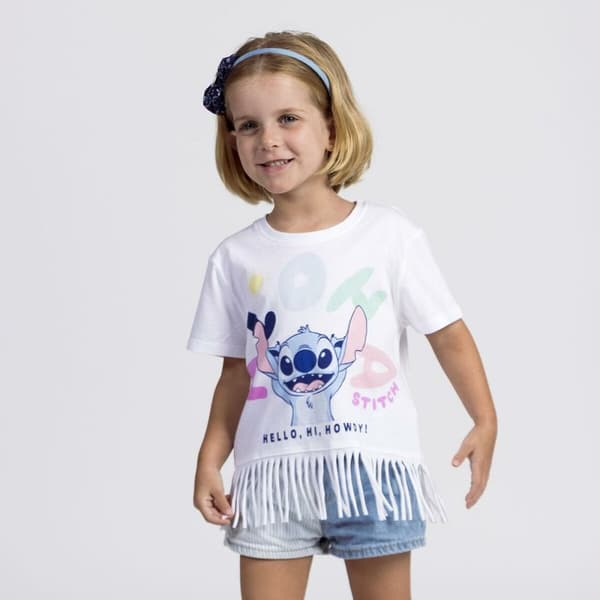 Børne Kortærmet T-shirt Stitch Hvid - 6 år