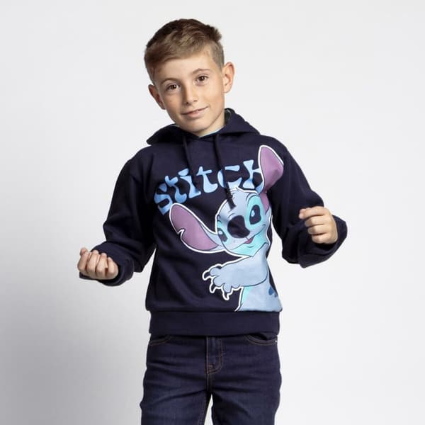 Tröja med huva Unisex Stitch Mörkblå - 6 år