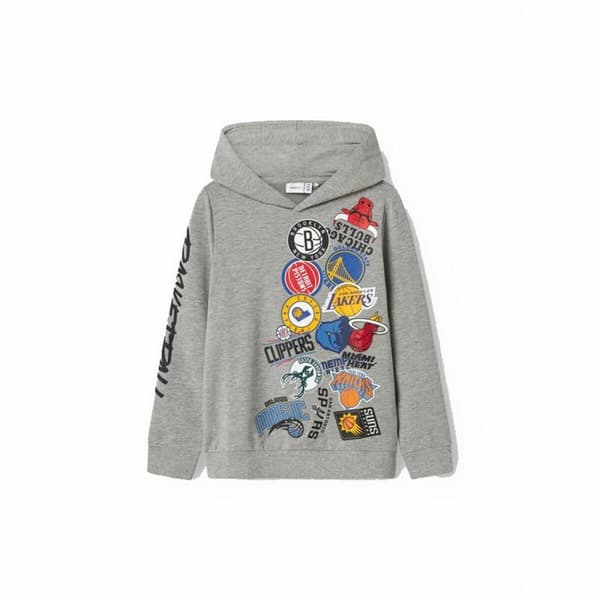 Tröja med huva Unisex Name It Ljusgrå - 7-8 år