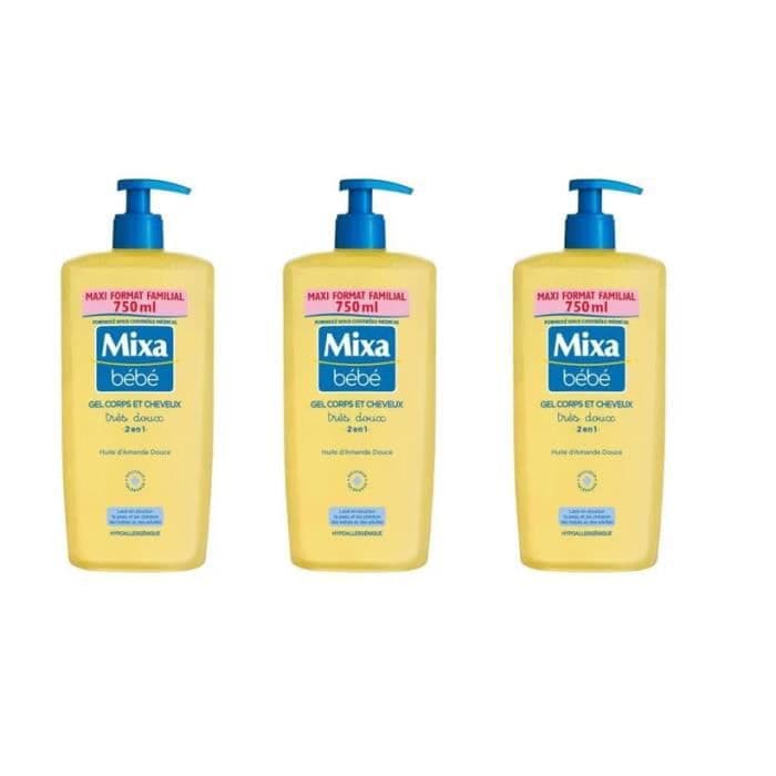 Mixa Bebe Mycket Mjuk Kropps Och Hargel 2 I 1 Utan Tval Maxi Family Size 750 Ml Paket Med 3 Cdon