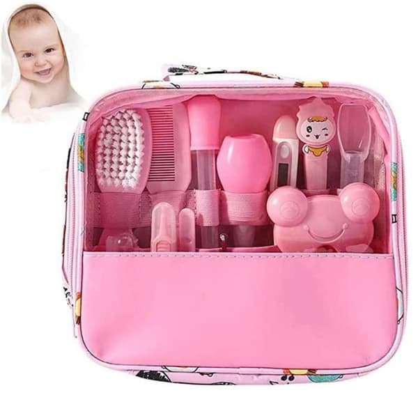 13 ST Newborn Toalettväska Baby Health Care Essential Toalett Nagelklippare - Rosa