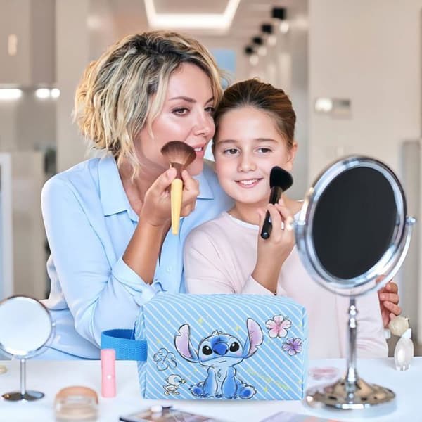 Klassisk tecknad resesminkväska för kvinnor, Stitch Toalettväska, Söt Princess Makeup-väska, Blå