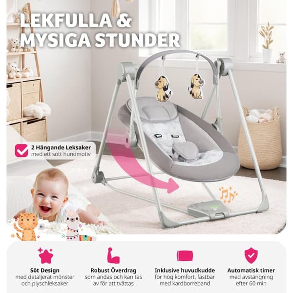 Babygunga Hundmotiv - ljusgrå