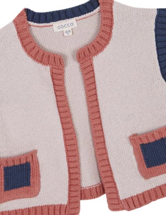 Borstbort - kam för baby Gocco färgglad stickad väst, babyflicka träningsjacka, sten
