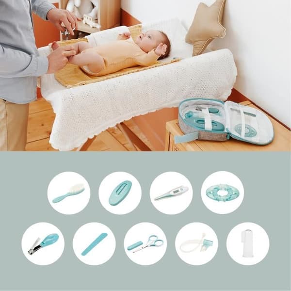 Babymoov Baby Care Kit, 9 tillbehör, med digital termometer, blå