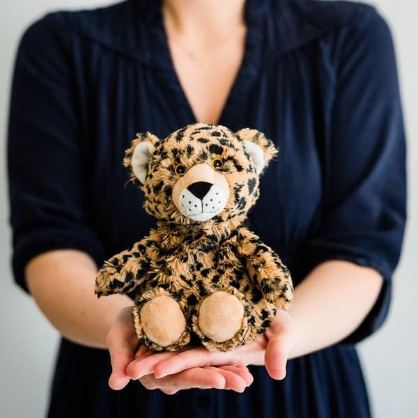 Mikrovågsugn värmeflaska med frön och plyschöverdrag - Brun leopard - Warmies