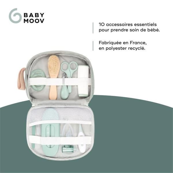 Babymoov Baby Care Kit - Från födseln - Tillverkad av GRS-certifierat återvunnet tyg - 10 tillbehör, Matcha