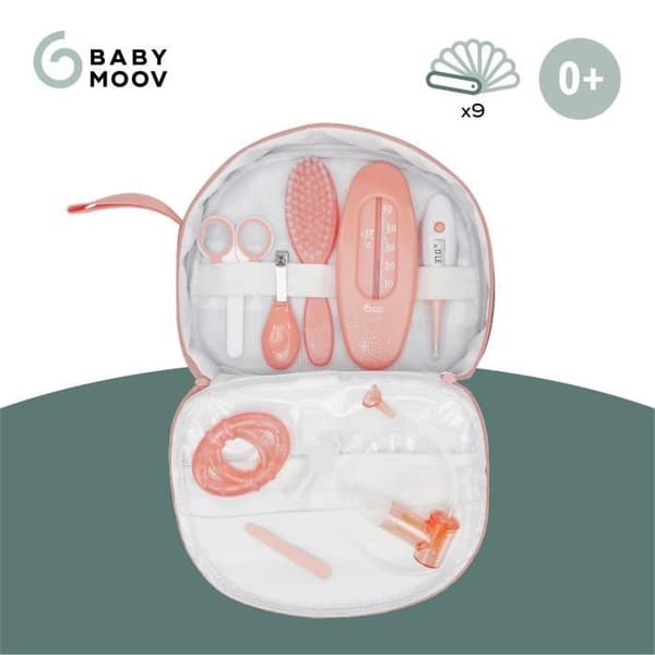 Babymoov 9-delt babyplejesæt i fersken og grå
