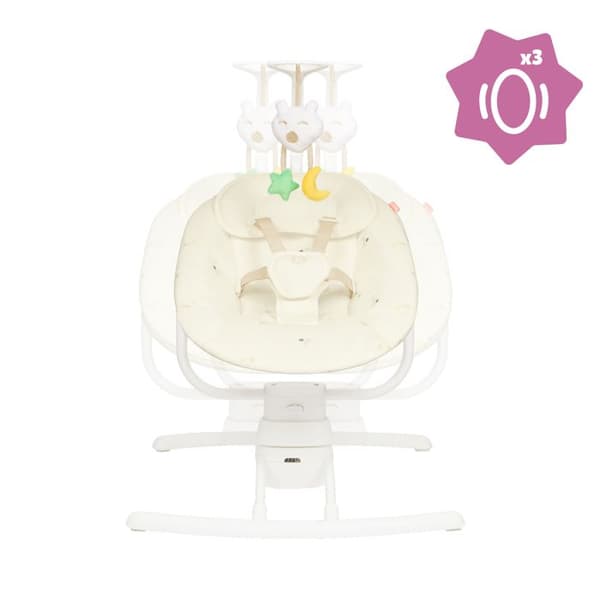 Badabulle Electric Baby Side Swing - 3 svinghastigheter - 8 vaggvisor - Play Arch, Cream