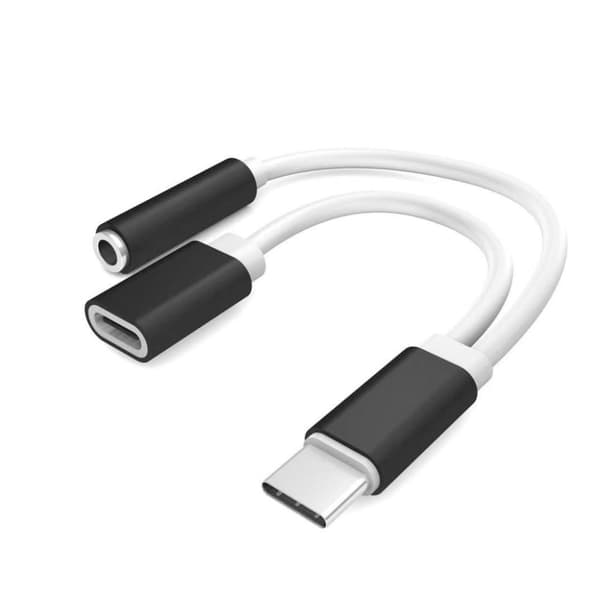 Scanpart-adapter USB-C(m)>USB-C(f) og stik sort/hvid