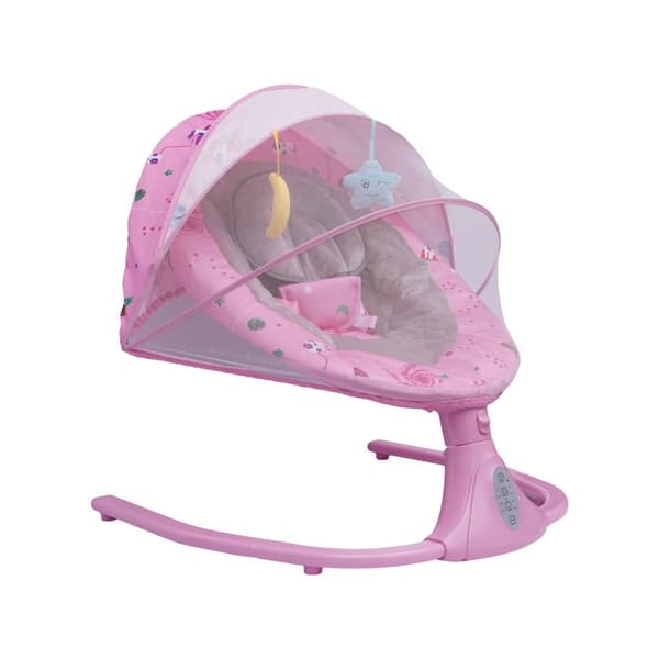 Babyvagga, Justerbar gungfart, Bluetoothmusik, Praktisk tidsinställningsfunktion,Rosa