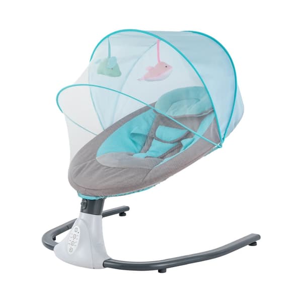 Elektrisk Babykrybbe, Justerbara Gungvinklar, Fjärrkontroll för Bekvämlighet,Blå