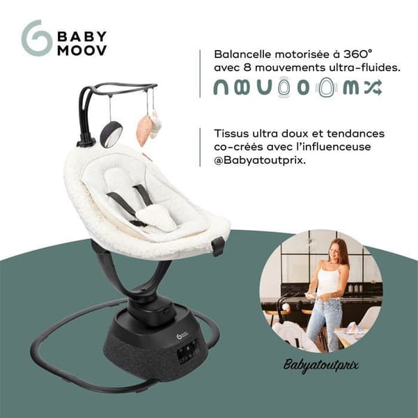 Babymoov Balancelle Bebe Electrique Swoon Evolution - Inbyggda vaggvisor och leksaksmobil