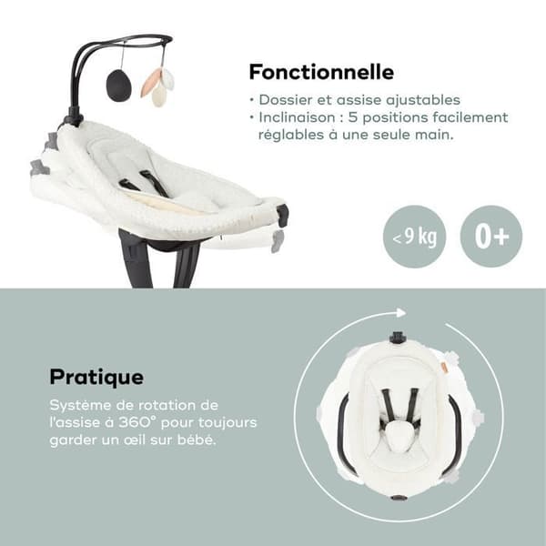 Babymoov Balancelle Bebe Electrique Swoon Evolution - Inbyggda vaggvisor och leksaksmobil