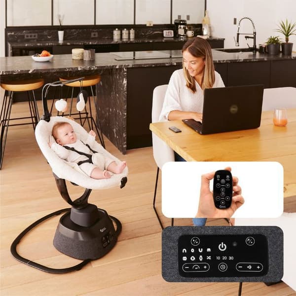 Babymoov Balancelle Bebe Electrique Swoon Evolution - Inbyggda vaggvisor och leksaksmobil
