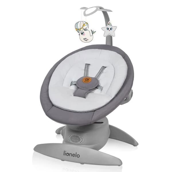Balansvagga baby 360° - LIONELO Mell - 12 melodier - 6 lägen - Fjärrkontroll - Bluetooth - Grå