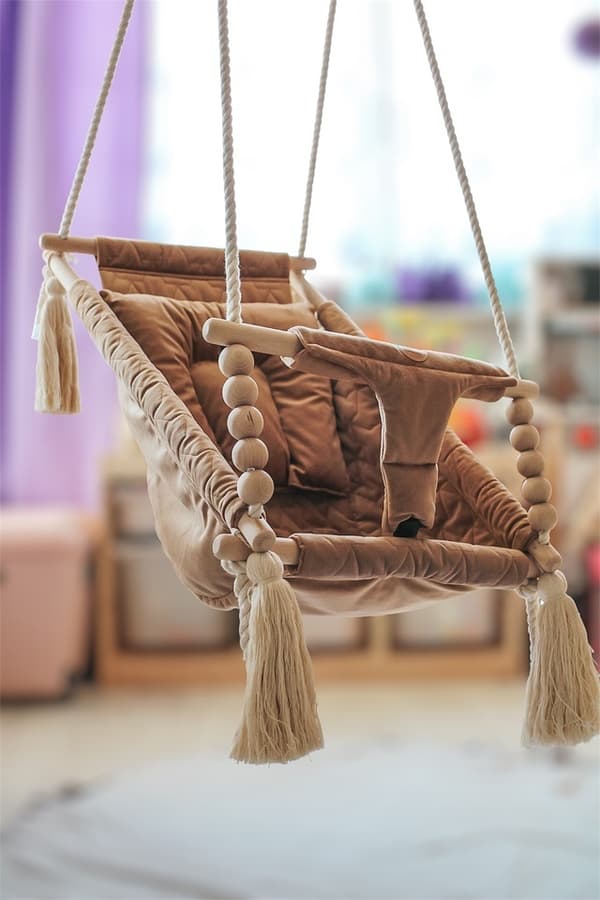 Swing lounger - fløjl kamel beige