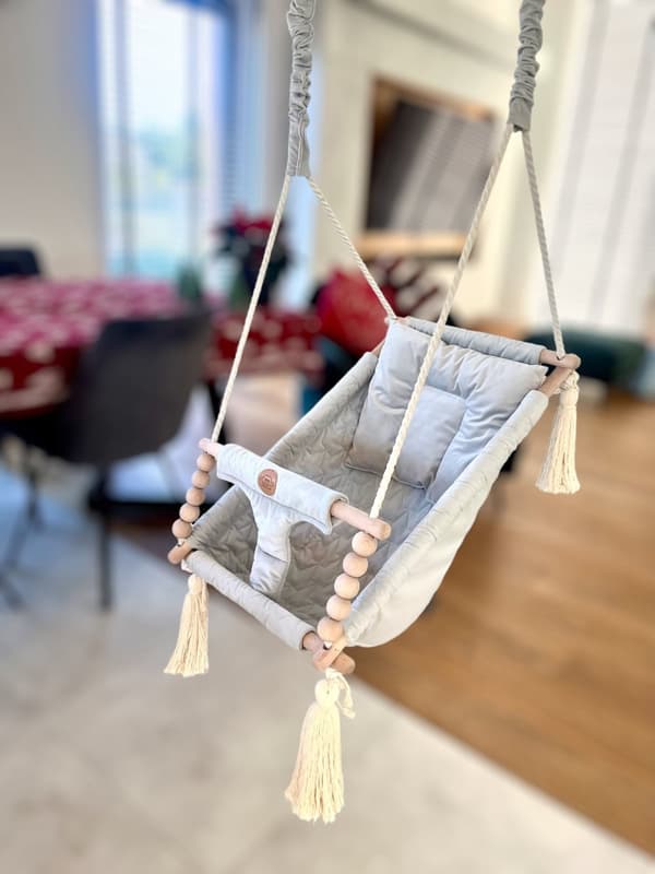 Swing liggestol - fløjl sølv