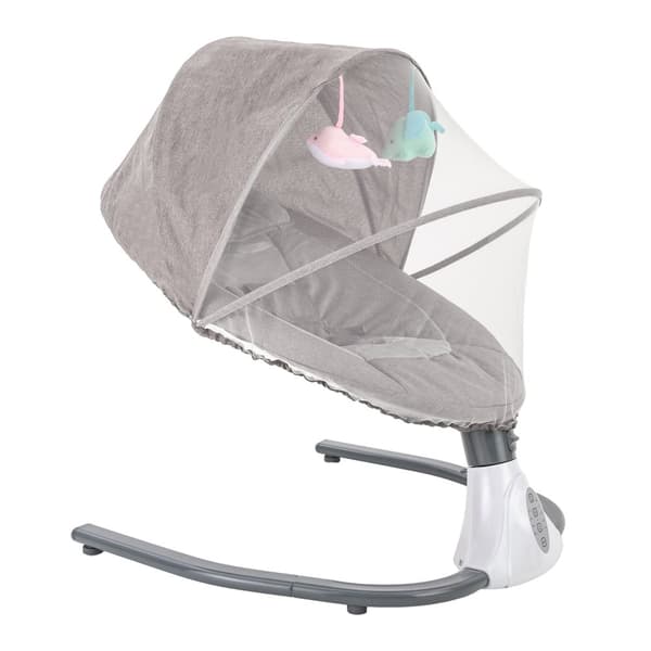 Elektrisk Babygunga, 4 Justerbara Hastigheter, Timerfunktion, Hållbar Metalldesign