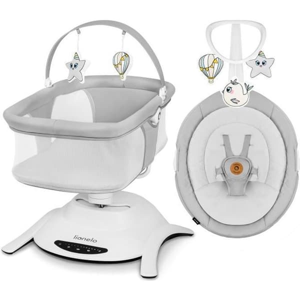 Balancelle och Nacelle Bebé Elektrisk 360° - LIONELO Bella Set - Lätt - 12 melodier - 6 svängningslägen - Fjärrkontroll