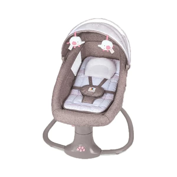 Elektrisk Baby Gyngestol, 5-Trins Justerbar Gyngning, Bluetooth Musikfunktionalitet,Kaffe Pink