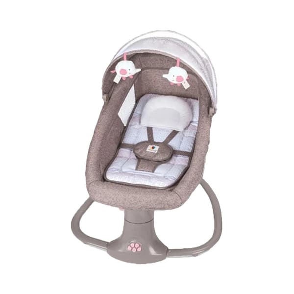 Elektrisk Baby Gyngestol, 5-Trins Justerbar Gyngning, Bluetooth Musikfunktionalitet,Kaffe Pink