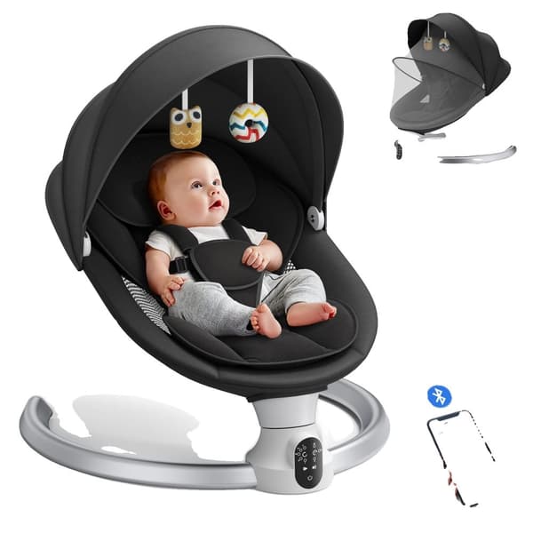Elbabyswing, 5 gungvinklar, Bluetooth-musikstöd,SVART
