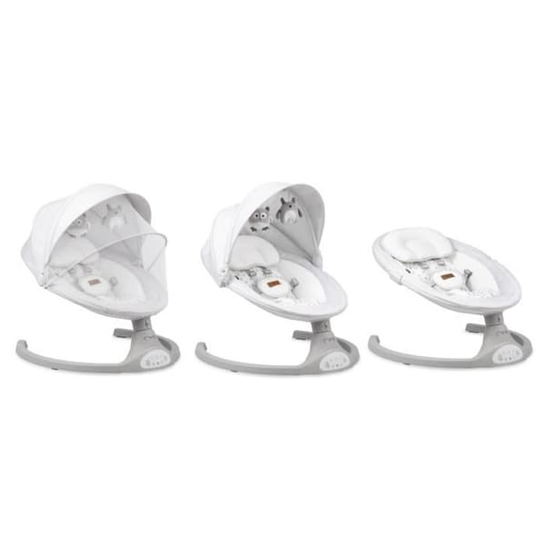 MoMi KENANI Electric Baby Swing - 10 melodier - 5 svinglägen - leksaksbåge - Vit
