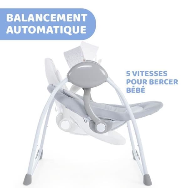 Slap af og leg gynge - CHICCO - Grå - Automatisk gynge - Legestang - Polstret sæde