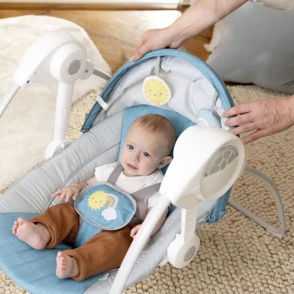 Ity by INGENUITY Sun Valley Canopy Bärbar Gunga - Staket, 2 Leksaker, Justerbar Sits i 2 Positioner - Unisex - 0-9 Månader - Grå