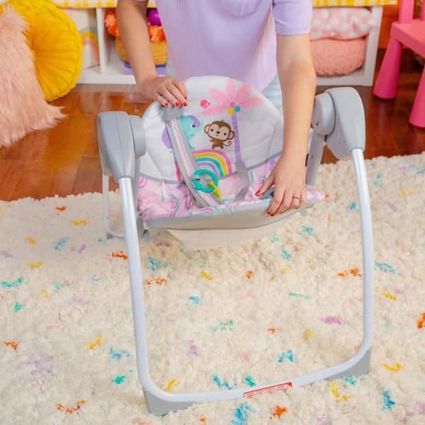 Bærbar og kompakt gynge - BRIGHT STARTS - Pink Paradise - Automatisk gynge med musik - Unisex - Nyfødte+