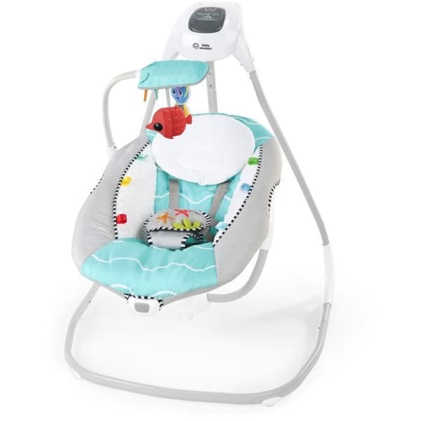 BABY EINSTEIN Ocean Explorers gynge. let og kompakt. 180° drejeligt sæde. inklusive legetøj. Curious Comfort-model