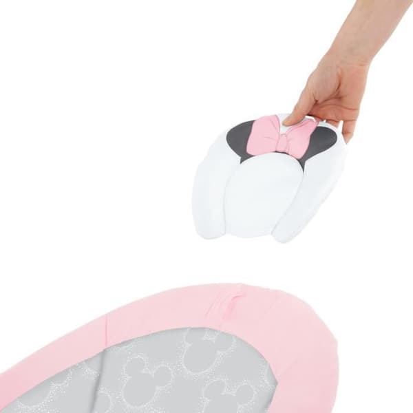 DISNEY BABY Babyskridstol - Minnie - Bue med aftageligt Disney-udviklingslegetøj, 8 melodier, beroligende vibrationer, justerbar nakkestøtte