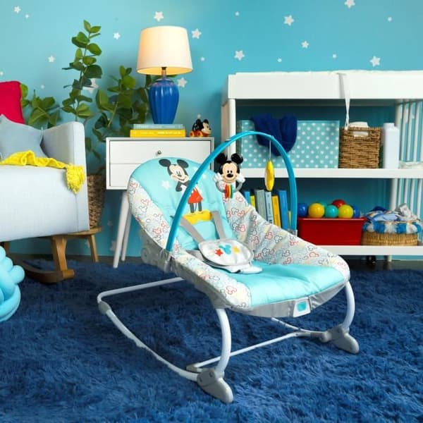 Transat klare stjerner Disney Baby Mickey - Evolution - 2 vippepositioner - 61 x 86 x 71 cm - Flerfarvet blå - fødsler