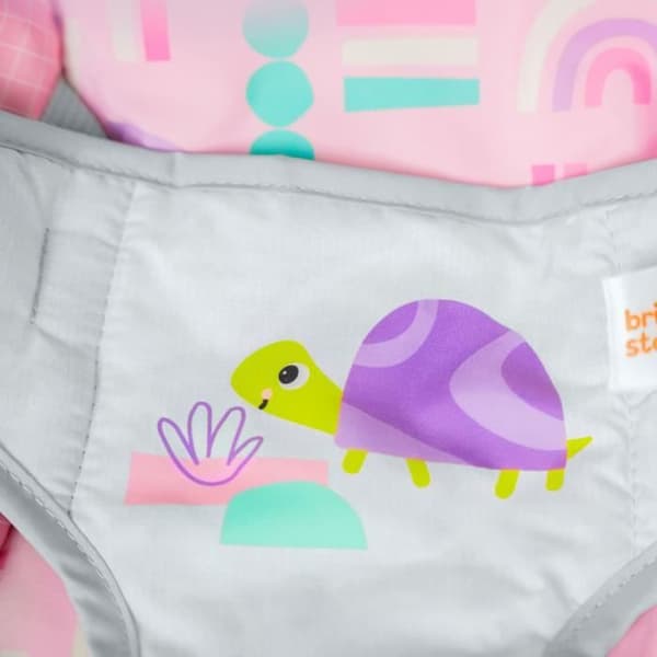 BRIGHT STARTS Baby Bouncer Dyr - Pink, Beroligende Vibrationer, Aktivitetsbue med Interaktivt Legetøj
