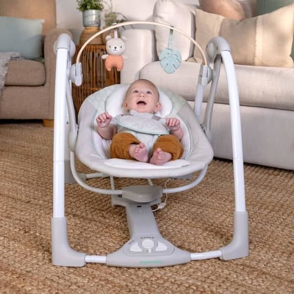 INGENUITY Babysofa, elektrisk foldbar gynge - Cosy Spot - aftagelig legetøjsbue, gyngeindstillinger, timer, lænefunktion