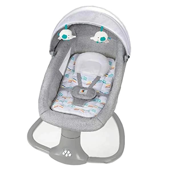 Elektrisk Babygunga, 5-hastighets justerbar gunga, Bluetooth-musikfunktionalitet,Mocha Grå