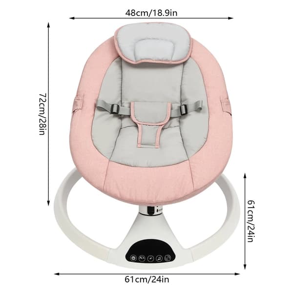 Baby Elektrisk Gungstol, 5 Nivåer av Gungamplituder, Bluetooth-anslutning,Rosa