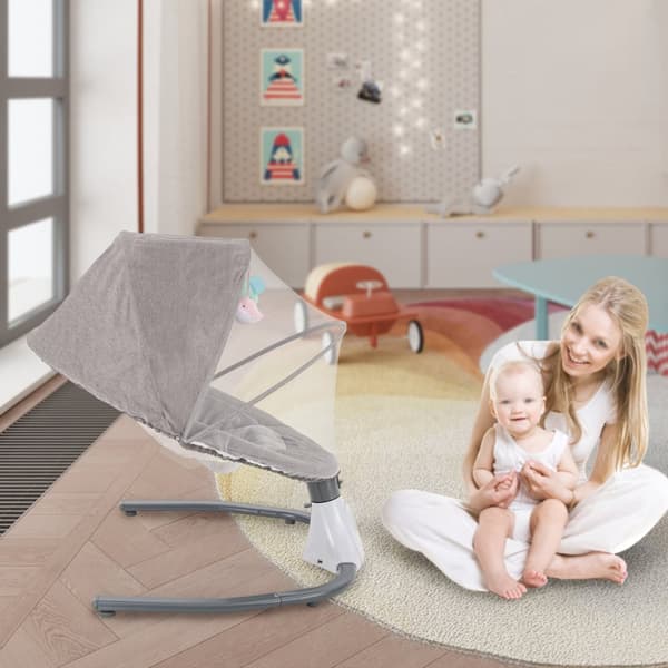 Babyslynge, fjernbetjeningsfunktion, beroligende musik, justerbare svingvinkler