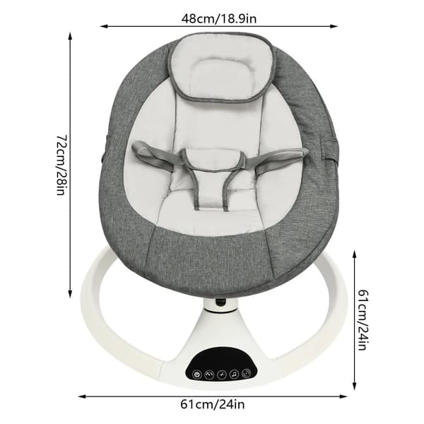 Elektrisk Baby Vuggestol, Smart Sensor Teknologi, Multifunktionel Fjernbetjening,GRÅ