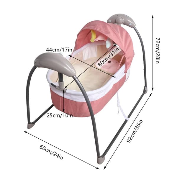 Elbabysäng, 3-hastigheters mjuk gungning, belastningskapacitet 9 kg,Rosa