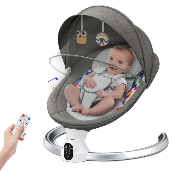 Uudenbornin vauvan keinu, 5 keinukulmaa, Bluetooth-musiikkituki,EU tumma harmaa