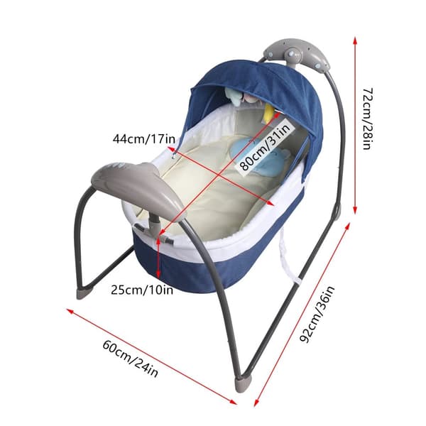 Elektrisk Babyvugge, 3-hastigheds Blid Vugge, Belastningskapacitet 9KG,Blå