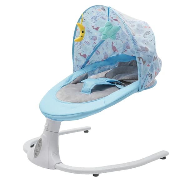 Elektrisk Baby Gyngestol, 4 Justerbare Hastigheder, Bluetooth Musikfunktion,Blå