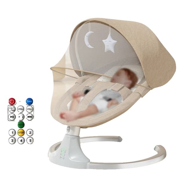 Babyswingstol, Elektrisk, Fjärrkontroll, Design med anti-ryggkurva,Färgburk