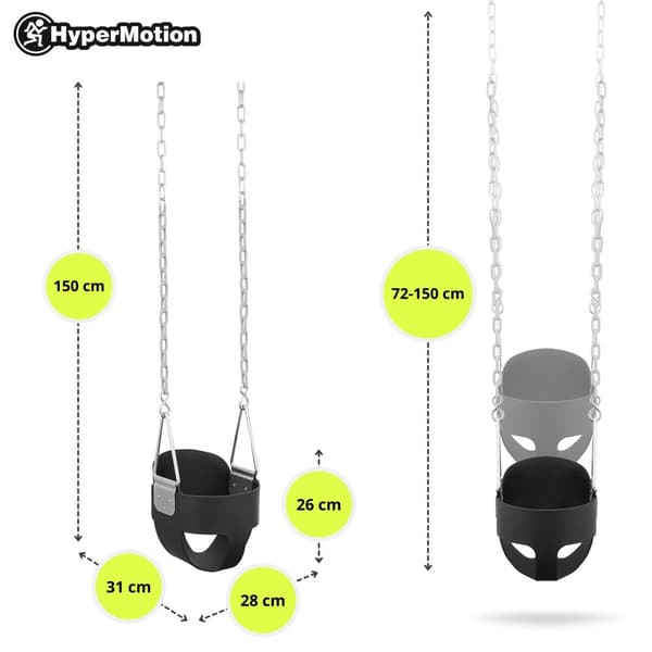 Vauvan keinu ketjulla – HyperMotion-selkänoja, EVA-istuin, turvallinen ulkoleikki, max 22 kg