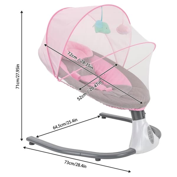 Automaattinen sähköinen vauvan keinutuoli, USB-virransyöttö, enimmäiskuormitus 18 kg, moderni muotoilu,Vaaleanpunainen